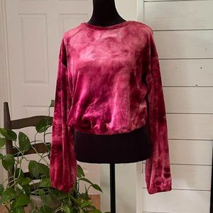 Eye Candy Red Velour Cropped Long Sleeve Top
